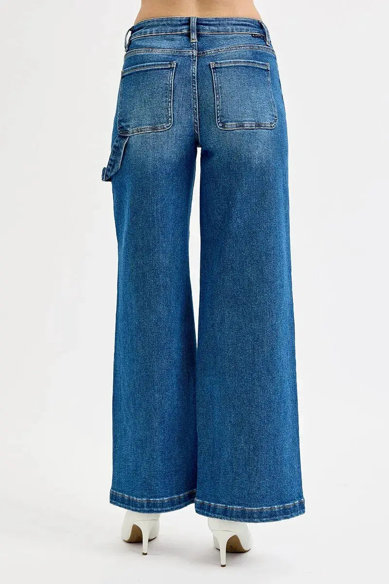 RISEN Full Size High Rise Wide Leg Patch Detailed Jeans Plus Size - Image 5