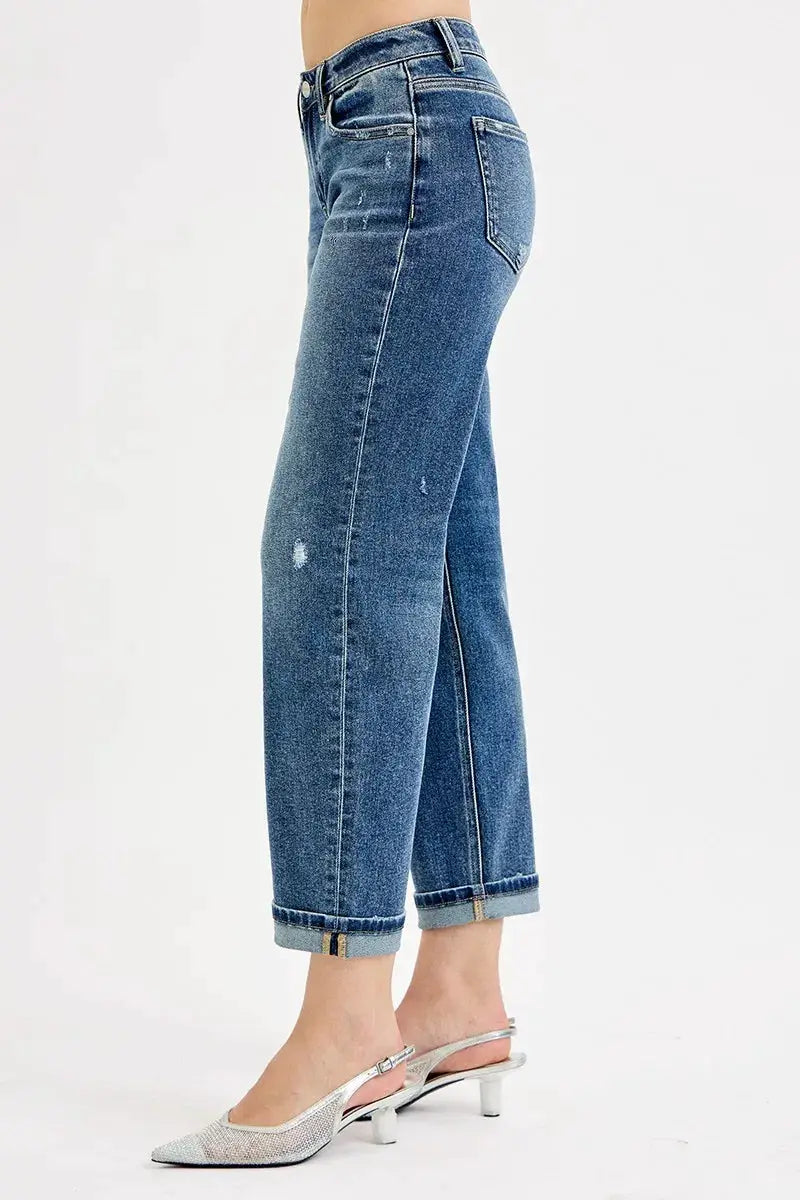 RISEN Full Size Low Rise Crop Boyfriend Jeans Plus Size - Image 4