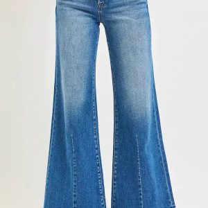 RISEN Full Size Mid Rise Wide Leg Jeans with Flared Look Plus Size - Image 3