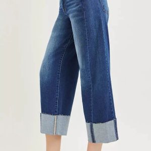 RISEN Full Size Slouchy Crop Barrel Cuffed Jeans Plus Size - Image 3