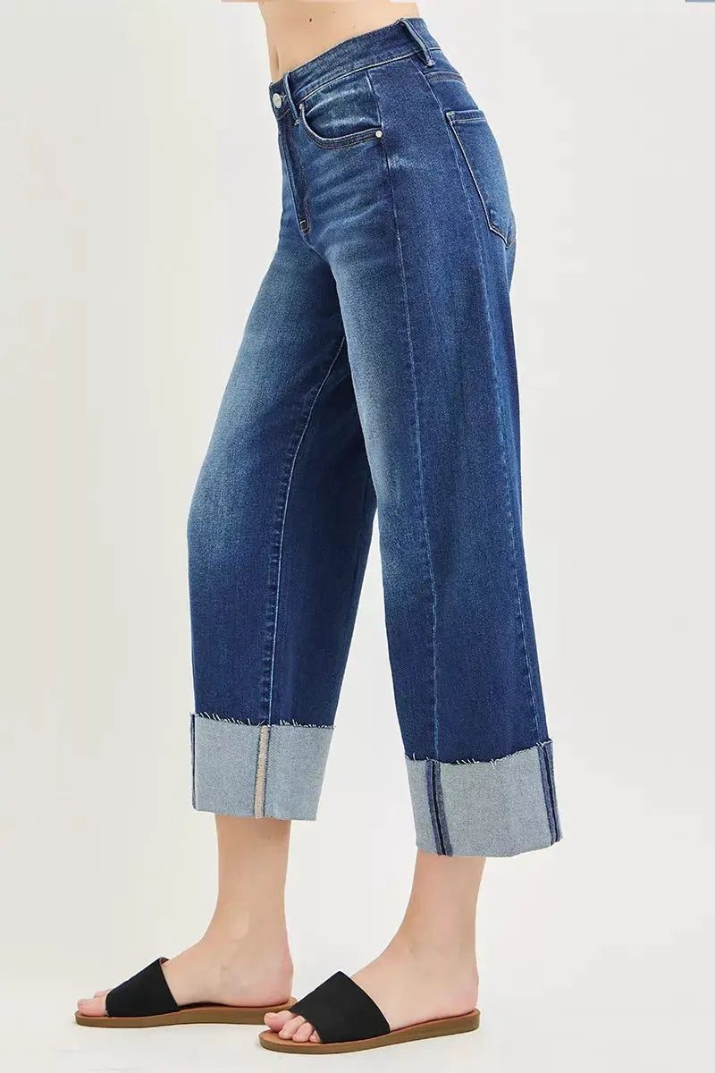 RISEN Full Size Slouchy Crop Barrel Cuffed Jeans Plus Size - Image 3
