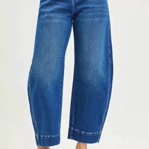 RISEN Mid Rise Crop Barrel Jeans - Image 2