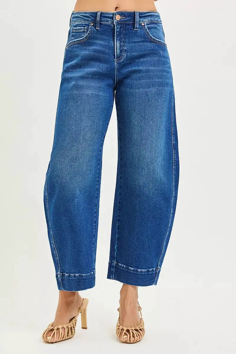 RISEN Mid Rise Crop Barrel Jeans - Image 2