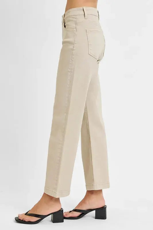 RISEN Full Size Tummy Control Mid Rise Ankle Straight Jeans Plus Size