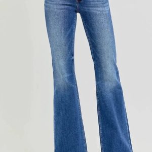 RISEN Full Size Low Rise Flare Jeans with Pockets - Image 1