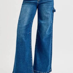 RISEN Full Size High Rise Wide Leg Patch Detailed Jeans Plus Size - Image 3