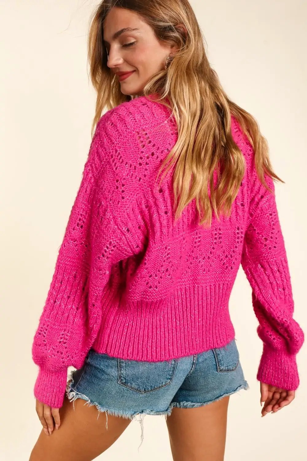 Haptics Full Size Button Down Crop Long Sleeve Cardigan - Image 3