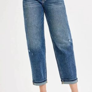 RISEN Full Size Low Rise Crop Boyfriend Jeans Plus Size - Image 2