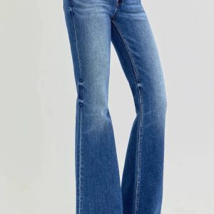 RISEN Full Size Low Rise Flare Jeans with Pockets - Image 3