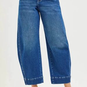 RISEN Mid Rise Crop Barrel Jeans - Image 1