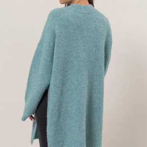 HYFVE Front Rosette Longline Slit Sweater Cardigan - Image 2