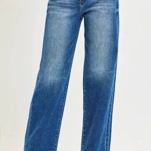 RISEN Full Size Slouchy Baggy Jeans Pocket Side Seam Detail Plus Size - Image 1