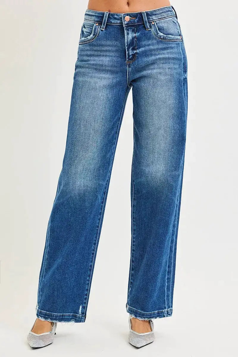 RISEN Full Size Slouchy Baggy Jeans Pocket Side Seam Detail Plus Size - Image 1