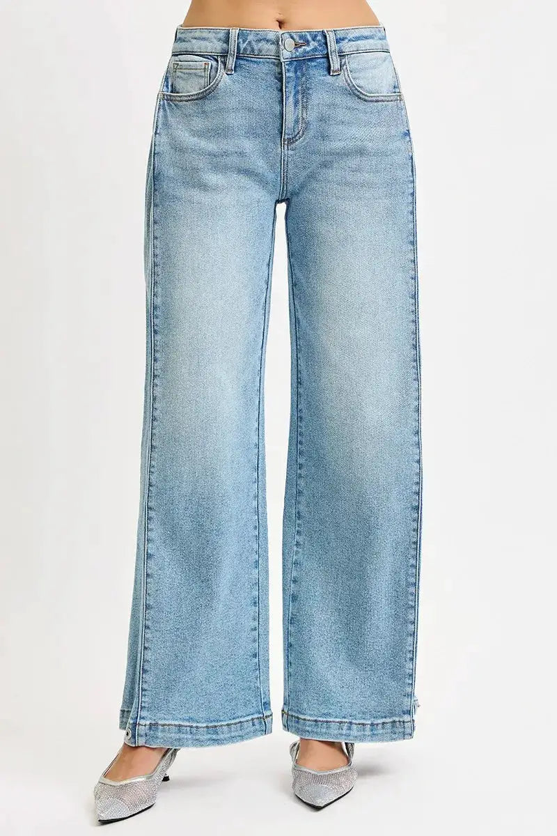 RISEN Mid Rise Wide Barrel Transferable Leg Snap Jeans - Image 4
