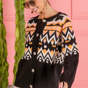 BiBi Ethnic Pattern Button Up Knit Cardigan - Image 3