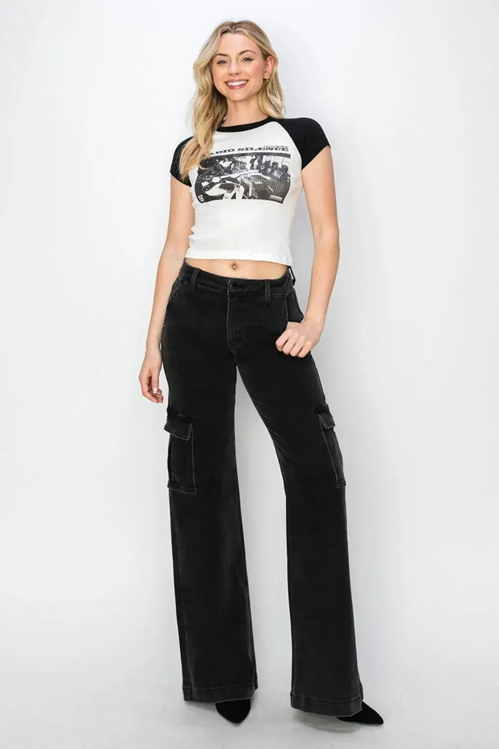 Risen Full Size High Rise Wide Leg Cargo Jeans - Image 6