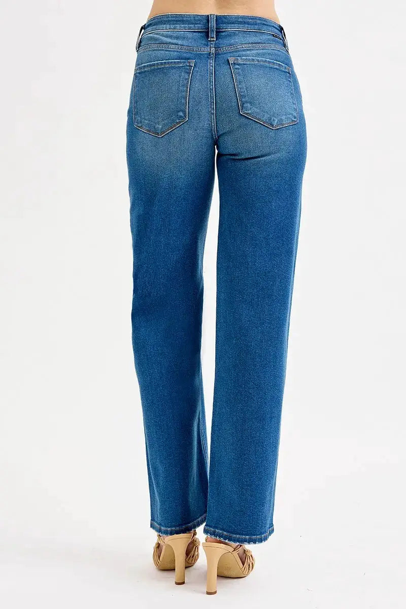 RISEN Full Size Mid Waist Fit Boyfriend Knee Distressed Jeans Plus Size - Image 5