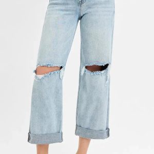 RISEN Full Size Mid Rise Fit Boyfriend Jeans with Cuff Plus Size - Image 2