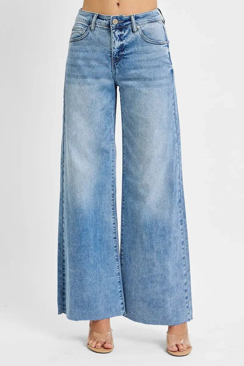 RISEN Full Size Tummy Control High Rise Ankle Palazzo Jeans Plus Size - Image 2