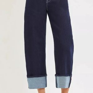 RISEN Slouchy Crop Barrel Cuffed Hem Jeans - Image 5