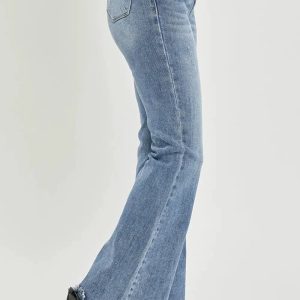 RISEN Full Size High Waist Raw Hem Flare Jeans - Image 3