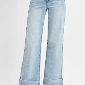RISEN Full Size Tummy Control High Rise Ankle Wide Cuffed Jeans Plus Size - Image 2