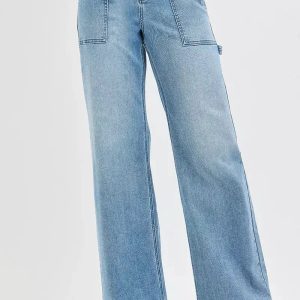 RISEN Full Size High Rise Straight Leg Jeans with Front Pockets Plus Size - Image 1