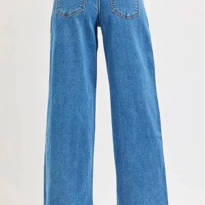RISEN Full Size Mid Rise Fit Wide Leg with Pleated Detail Jeans Plus Size - Image 5