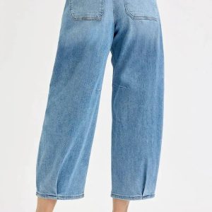 RISEN Full Size Mid Rise Fit Crop Wide Volume Leg Jeans Plus Size - Image 5