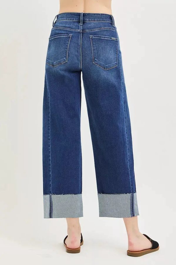 RISEN Full Size Slouchy Crop Barrel Cuffed Jeans Plus Size