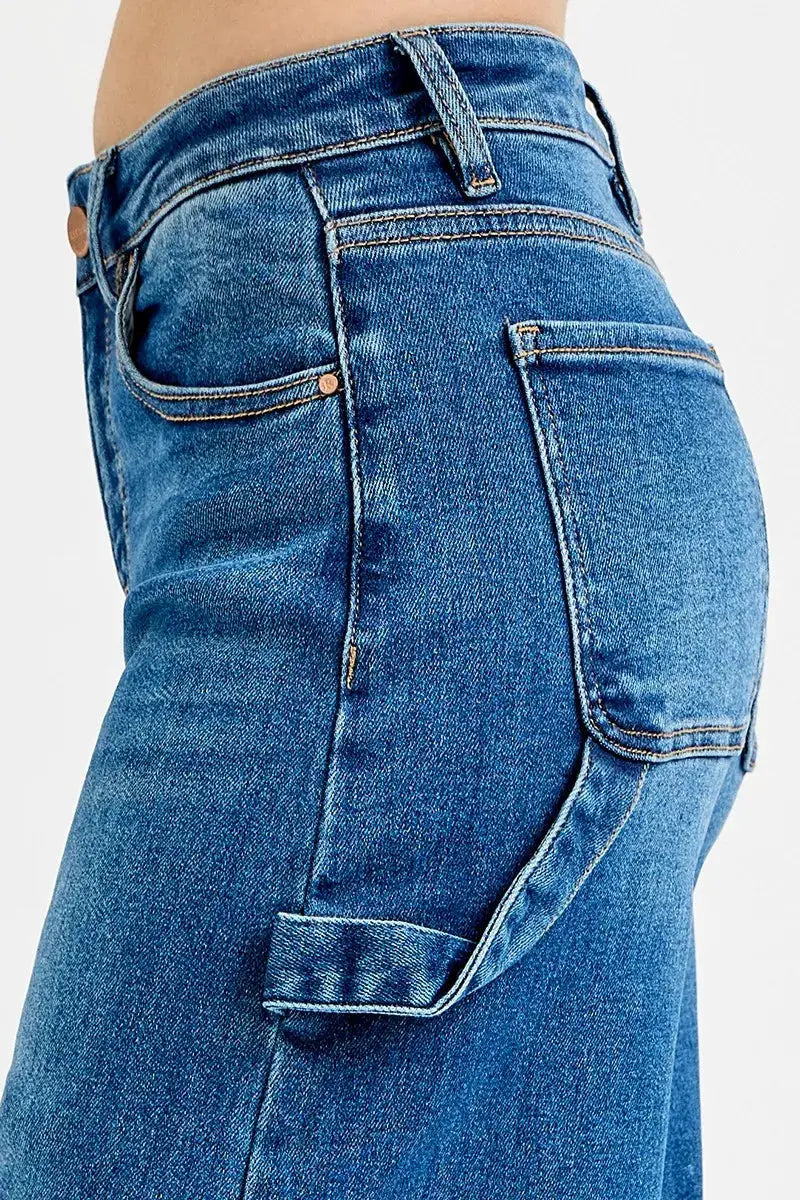 RISEN Full Size High Rise Wide Leg Patch Detailed Jeans Plus Size - Image 7