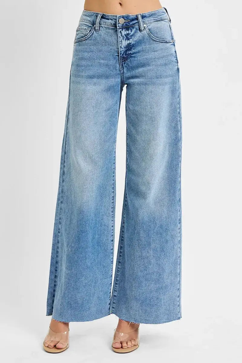 RISEN Full Size Tummy Control High Rise Ankle Palazzo Jeans Plus Size - Image 3