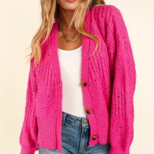 Haptics Full Size Button Down Crop Long Sleeve Cardigan - Image 4