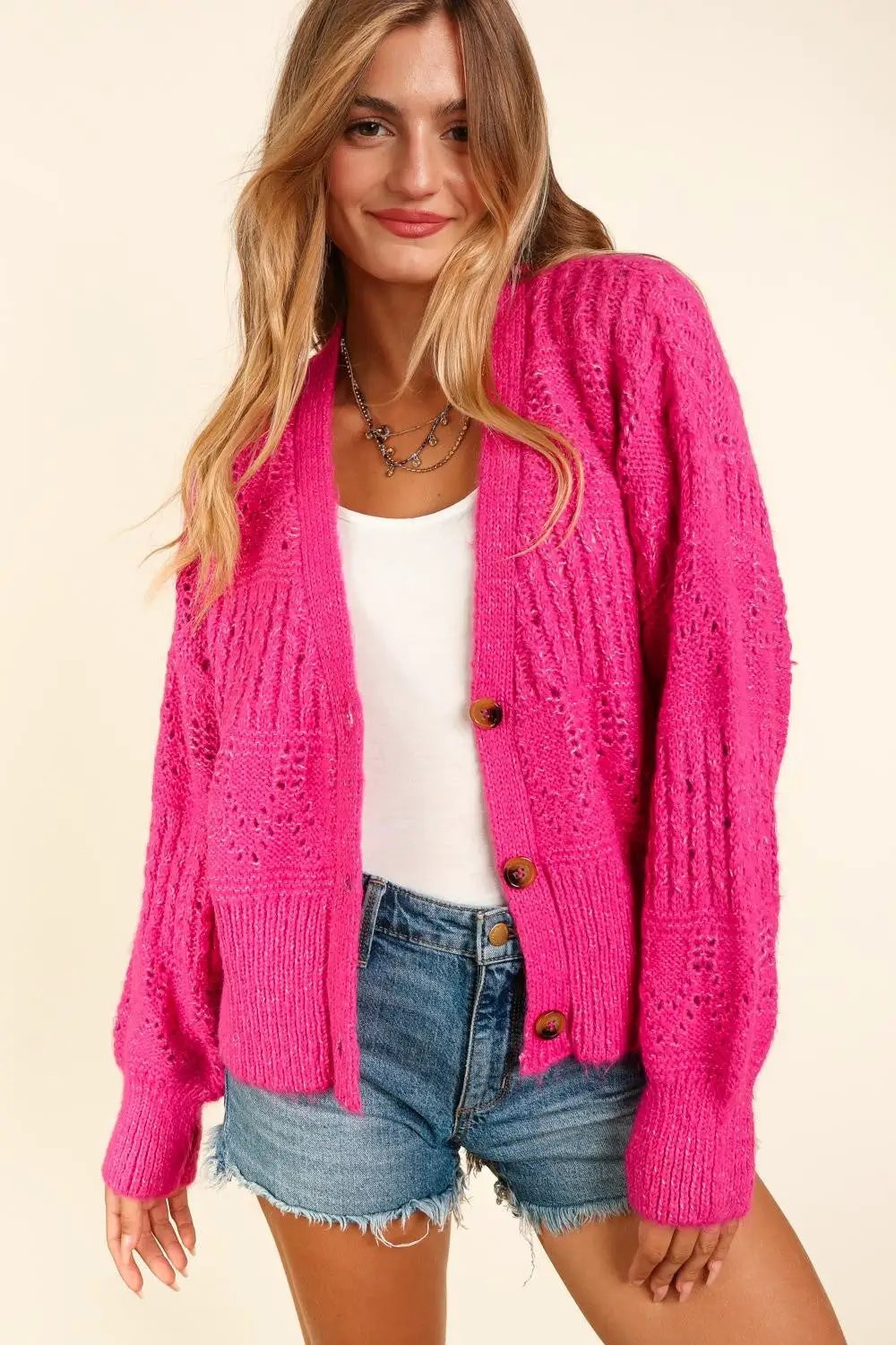 Haptics Full Size Button Down Crop Long Sleeve Cardigan - Image 4