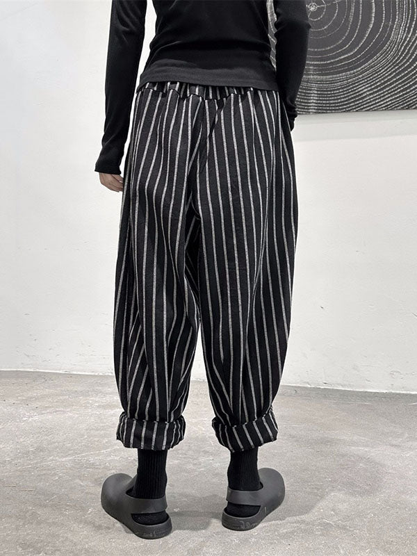 Split-Joint Harem Cool Pants Striped High-Waisted Pattern - Image 8