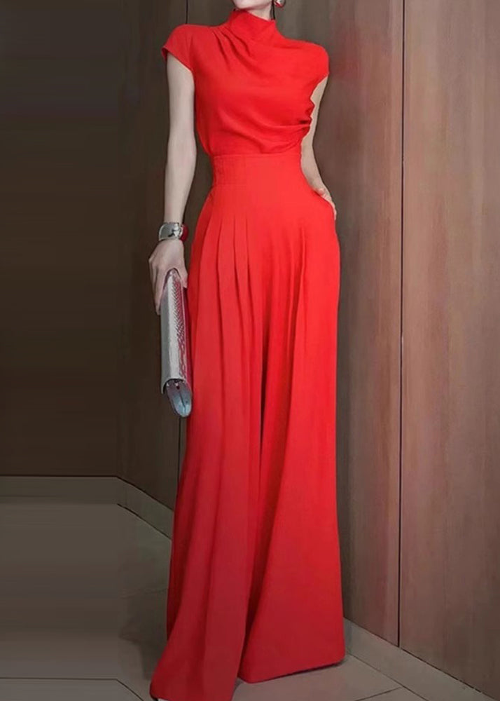 Red 2025 Two Pieces And Set Pants Wide Top New Leg Turtleneck - Image 4