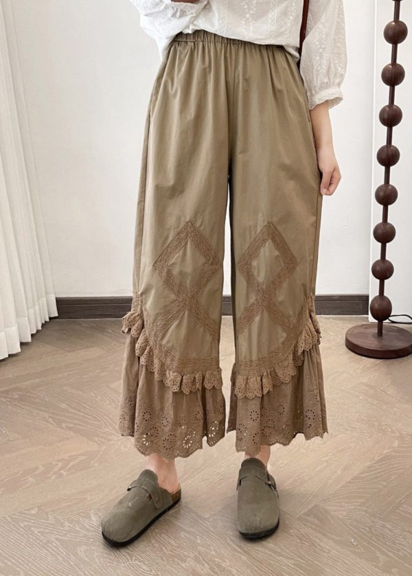New Lace Summer Wide Apricot Splicing Pants Leg 2025 - Image 4