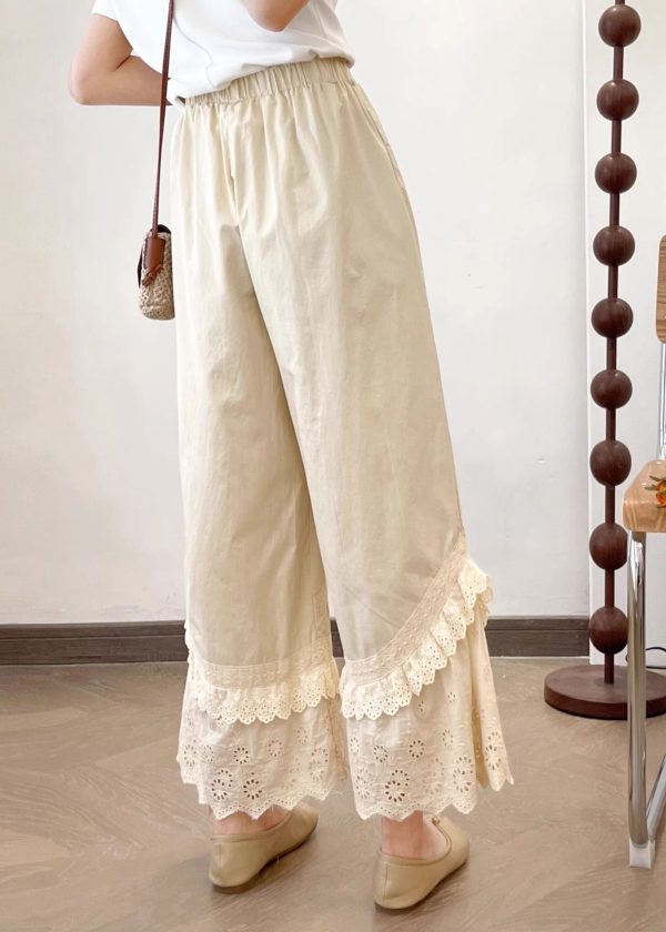 New Lace Summer Wide Apricot Splicing Pants Leg 2025 - Image 5