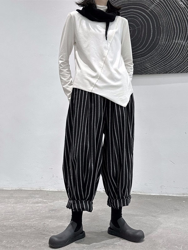 Split-Joint Harem Cool Pants Striped High-Waisted Pattern - Image 7