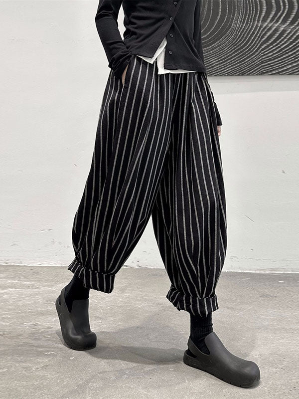 Split-Joint Harem Cool Pants Striped High-Waisted Pattern - Image 2