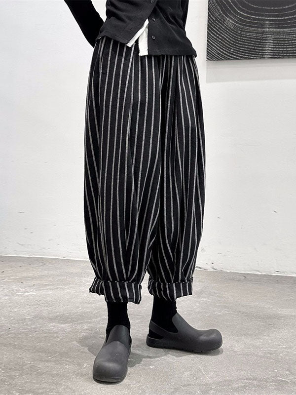 Split-Joint Cool Pattern High-Waisted Striped Pants Harem - Image 3