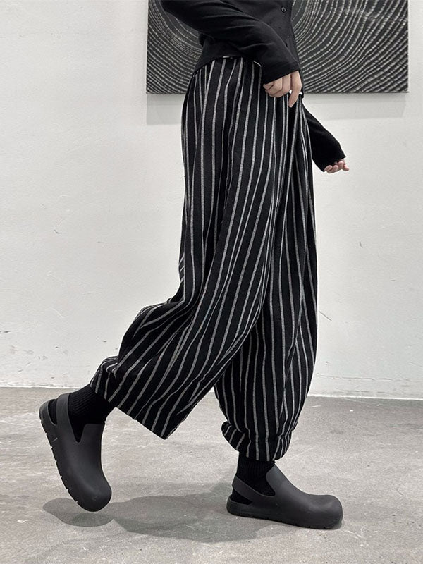 Split-Joint Cool Pattern High-Waisted Striped Pants Harem - Image 4