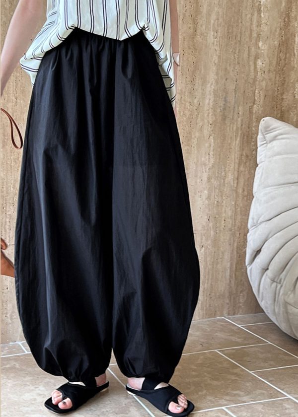 Pants Cotton Black Waist Lantern Elastic Summer Loose - Image 3