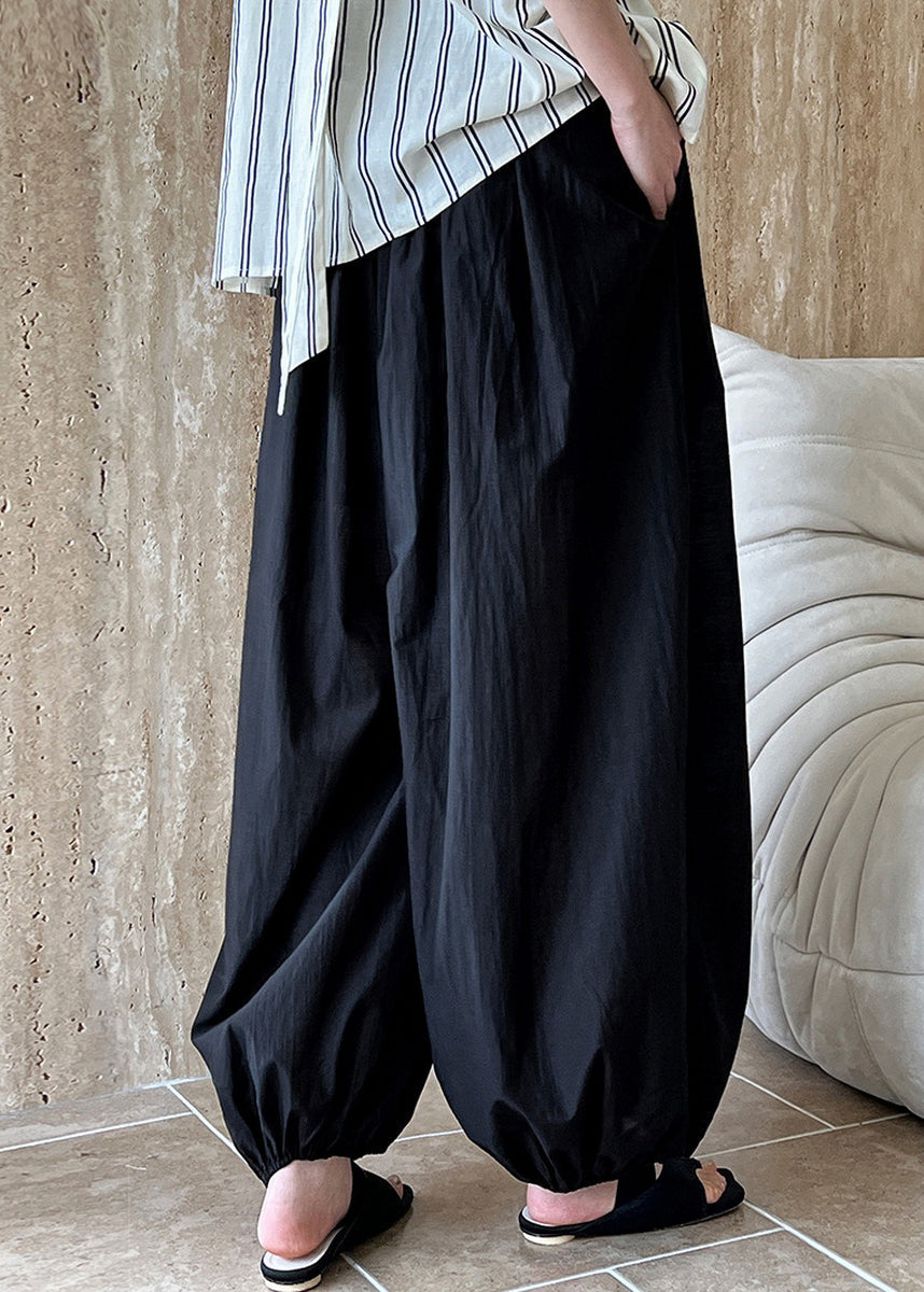 Pants Cotton Black Waist Lantern Elastic Summer Loose - Image 4