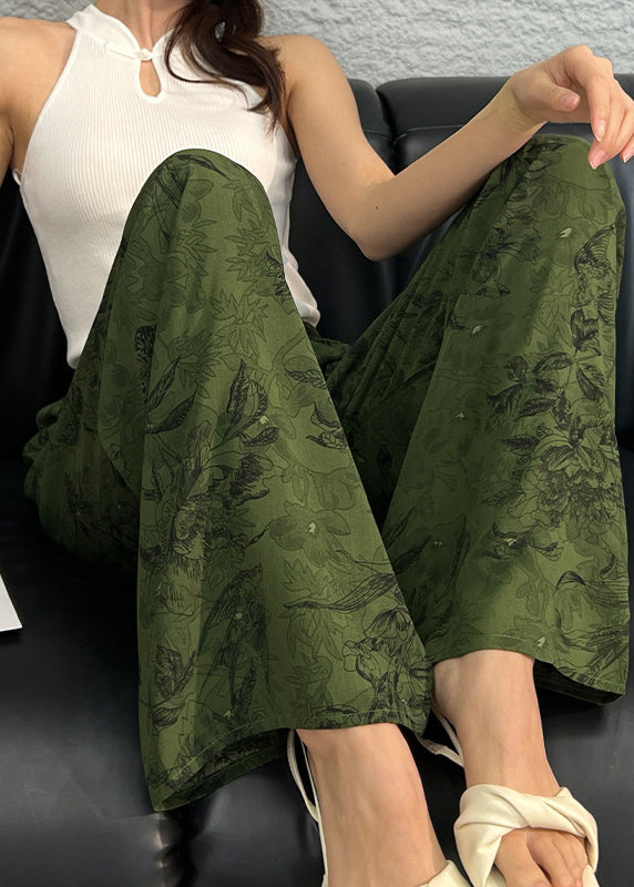 Straight Bohemian Waist Print Pants Elastic Cotton Summer - Image 4