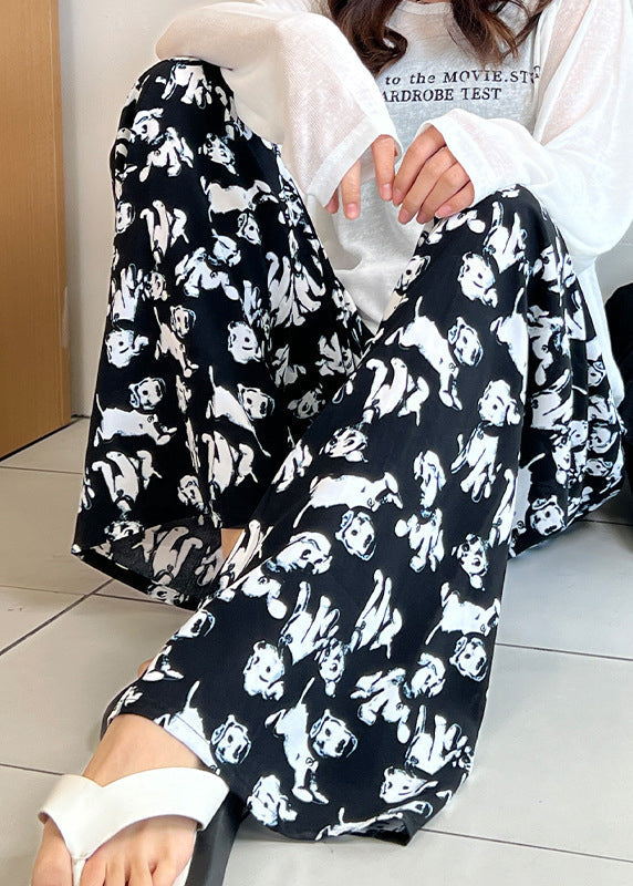 Straight Bohemian Waist Print Pants Elastic Cotton Summer - Image 5