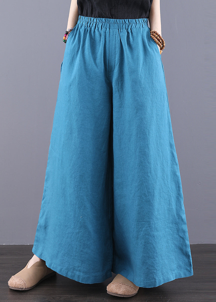 Pants Peacock Leg Boho Linen Blue Summer Wide Oversized - Image 2