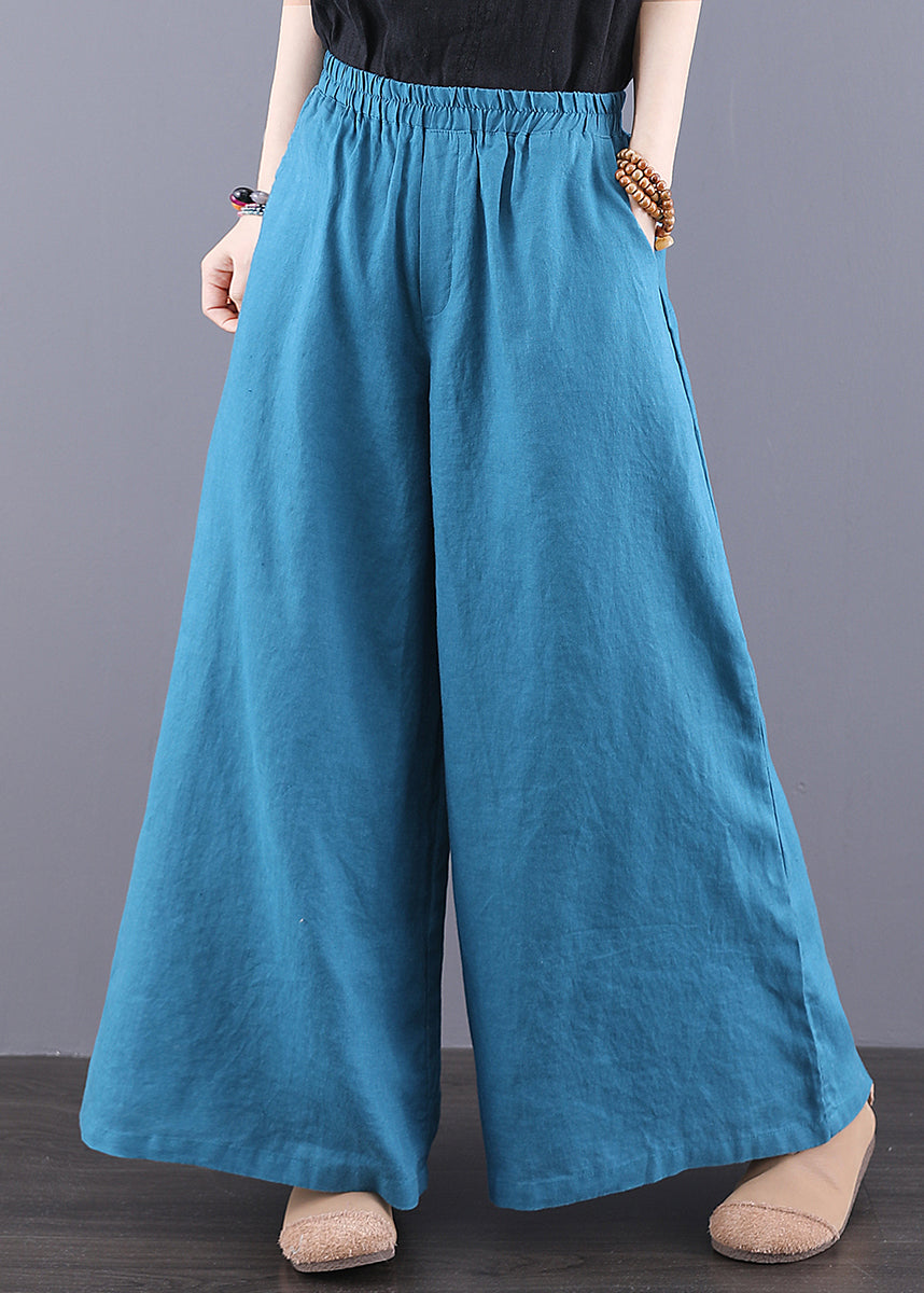 Pants Peacock Leg Boho Linen Blue Summer Wide Oversized - Image 3