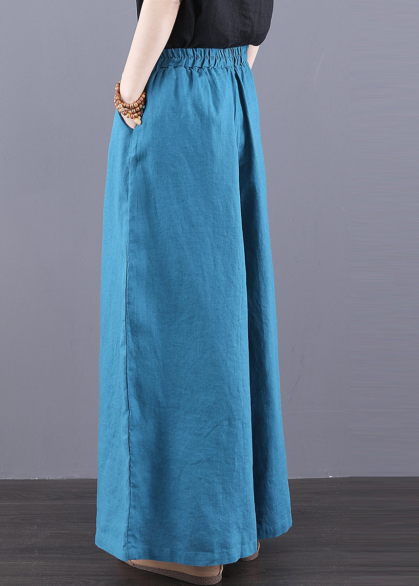 Pants Peacock Leg Boho Linen Blue Summer Wide Oversized - Image 4