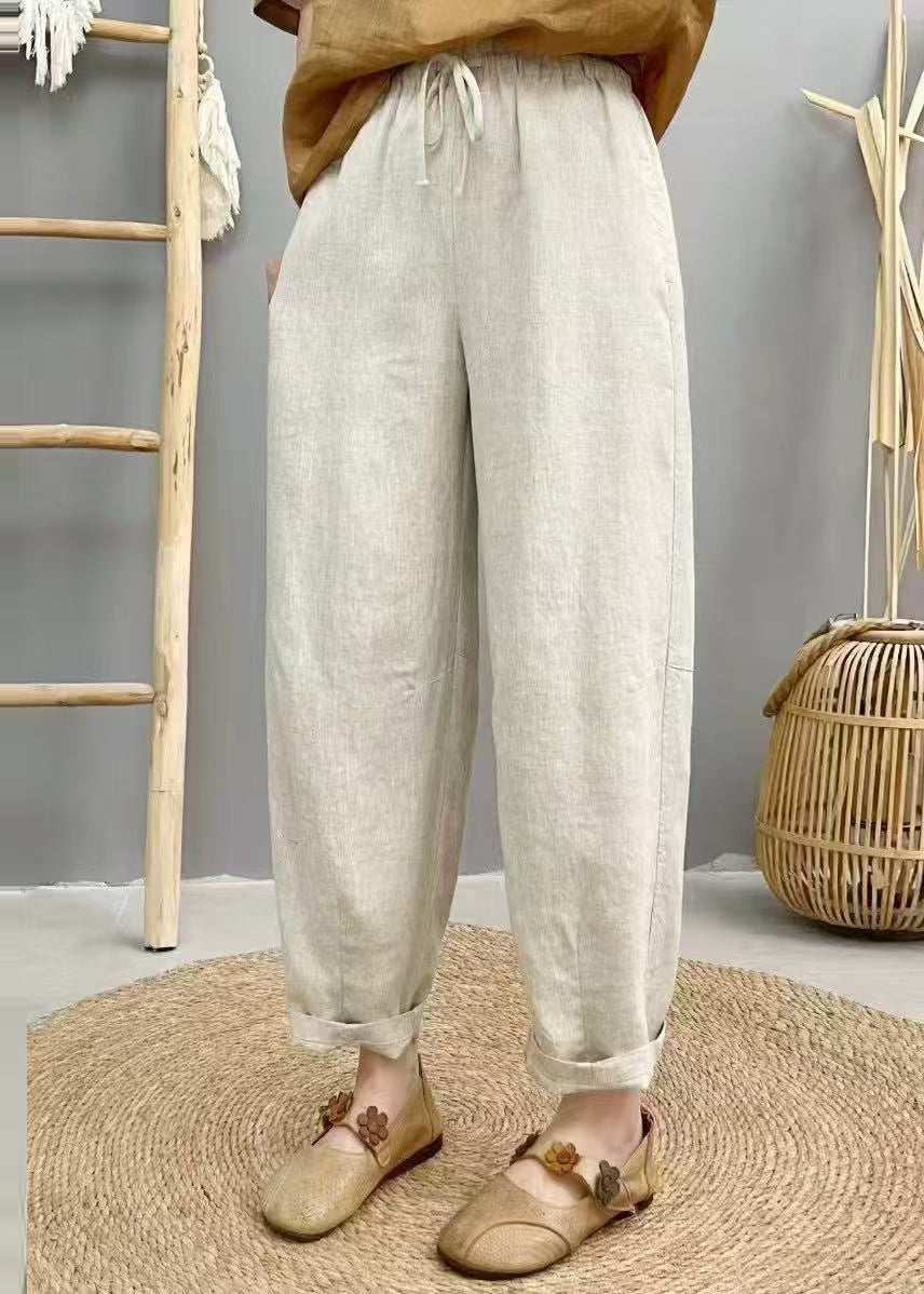Pants Elastic Summer Waist Oversized Harem Linen Purple Boho - Image 2